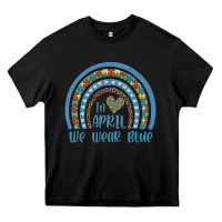 Black in april we wear blue autism awareness leopard rainbow Heavy Core Tee - Artiststas