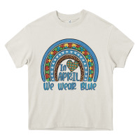 Cream in april we wear blue autism awareness leopard rainbow Heavy Core Tee - Artiststas