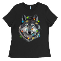 Black Christmas with wolf Ladies Tee - RanaPortraitStore