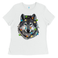 White Christmas with wolf Ladies Tee - RanaPortraitStore