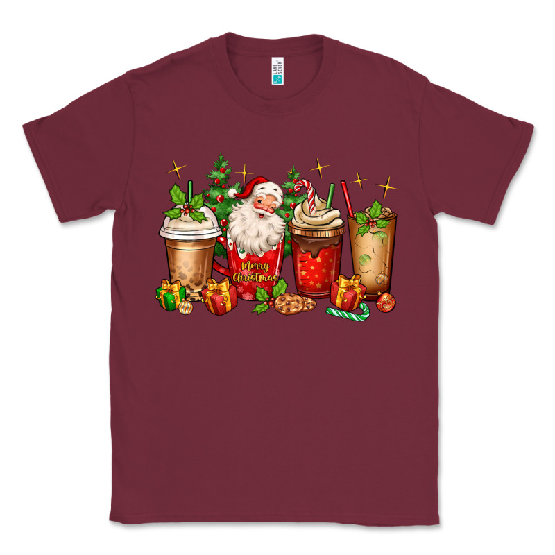 Christmas Santa Coffee Cups Classic Tee by MaliasSmallBusiness | Teevron