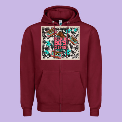 Raised 90's Country Zipper Hoodie Designed By Tumblerdesignbyshophia