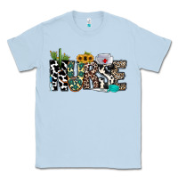Dusty Blue nurse leopard and cowhide Classic Tee - CowhideDigitalArt