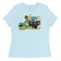 Baby Blue easter hunt i̇n truck Ladies Tee - AdoDesignShop