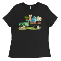 Black easter hunt i̇n truck Ladies Tee - AdoDesignShop