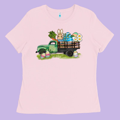 Easter Hunt İn Truck Ladies Tee Designed By Adodesignshop