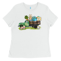 White easter hunt i̇n truck Ladies Tee - AdoDesignShop