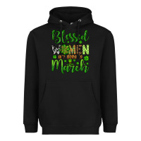 Black St. Patrick's Blessed women are born in March Heavyweight Hoodie - OliviaCreatesArt