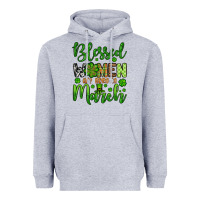 Heather Grey St. Patrick's Blessed women are born in March Heavyweight Hoodie - OliviaCreatesArt