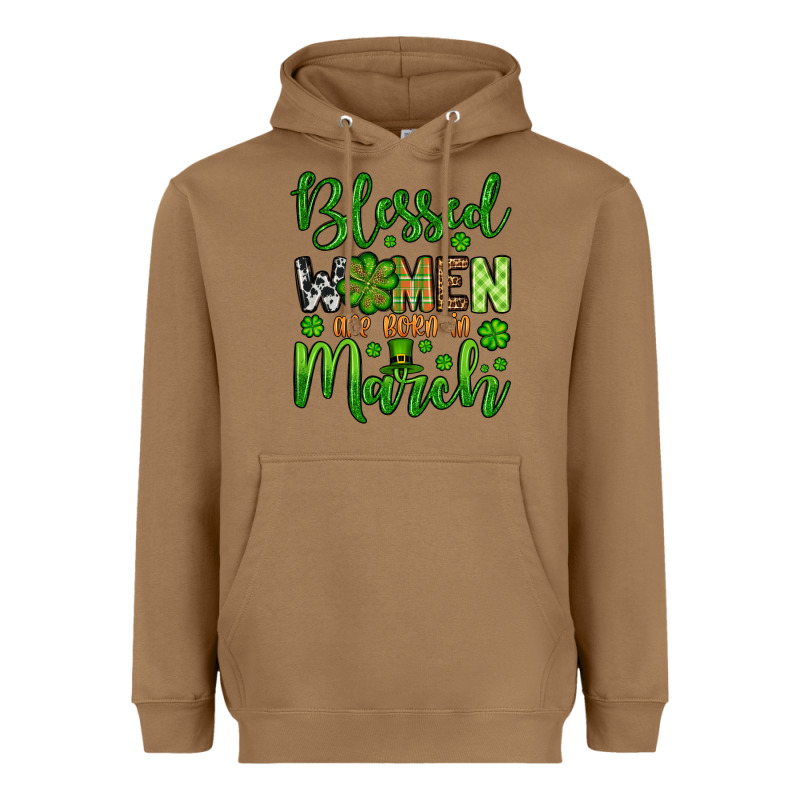 St. Patrick's Blessed Women Are Born In March Heavyweight Hoodie by OliviaCreatesArt | Teevron