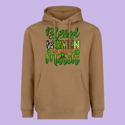 St. Patrick's Blessed Women Are Born In March Heavyweight Hoodie Designed By Oliviacreatesart
