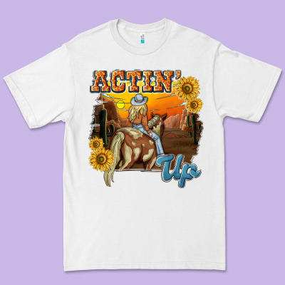 Actinup With Cowgirl Premium Tee Designed By Nancycooperartshop