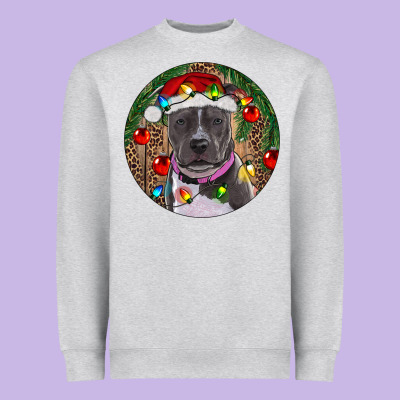 Christmas Pitbull Heavyweight Sweatshirt Designed By Ranaportraitstore