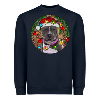 Navy Christmas Pitbull Heavyweight Sweatshirt - RanaPortraitStore
