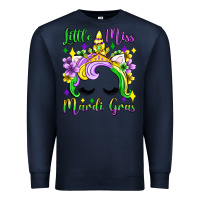 Navy little miss mardi gras unicorn  olivia Premium Sweatshirt - OliviaCreatesArt