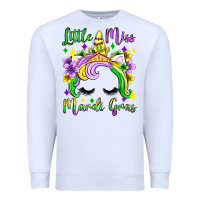 White little miss mardi gras unicorn  olivia Premium Sweatshirt - OliviaCreatesArt