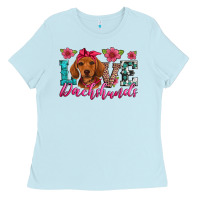 Baby Blue love dachshunds Ladies Tee - Artiststas