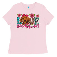 Bubblegum Pink love dachshunds Ladies Tee - Artiststas