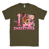 Army Green my first christmas pink reindeer Classic Tee - MaliasSmallBusiness