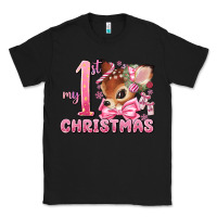 Black my first christmas pink reindeer Classic Tee - MaliasSmallBusiness