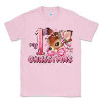 Bubblegum Pink my first christmas pink reindeer Classic Tee - MaliasSmallBusiness