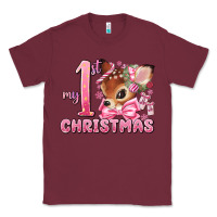 Burgundy my first christmas pink reindeer Classic Tee - MaliasSmallBusiness