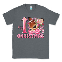 Charcoal Heather my first christmas pink reindeer Classic Tee - MaliasSmallBusiness
