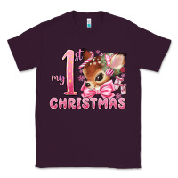 Plum my first christmas pink reindeer Classic Tee - MaliasSmallBusiness