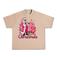 Burro Pink Merry Christmas Black Santa Urban Heavy Tee - MaliasSmallBusiness
