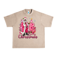 French Oak Pink Merry Christmas Black Santa Urban Heavy Tee - MaliasSmallBusiness