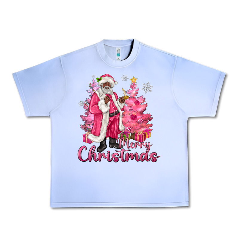Pink Merry Christmas Black Santa Urban Heavy Tee by MaliasSmallBusiness | Teevron