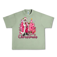 Oil Green Pink Merry Christmas Black Santa Urban Heavy Tee - MaliasSmallBusiness