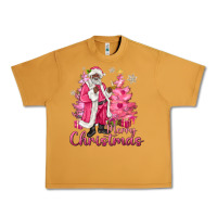 Peanut Butter Pink Merry Christmas Black Santa Urban Heavy Tee - MaliasSmallBusiness