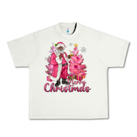 Pistachio Pink Merry Christmas Black Santa Urban Heavy Tee - MaliasSmallBusiness
