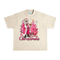 Sandshell Pink Merry Christmas Black Santa Urban Heavy Tee - MaliasSmallBusiness