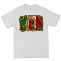 Dove Grey our lady of Guadalupe Mexican flag background Premium Tee - Jasminsmagicworld