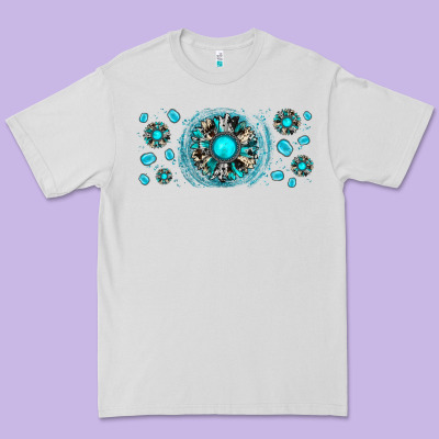 Turquoise Gemstone Sunflower Premium Tee Designed By Jahusdesignshop