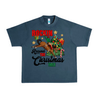 Midnight Navy rockin around the christmas tree Urban Heavy Tee - MaliasSmallBusiness