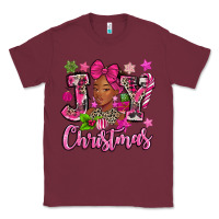 Burgundy pink christmas joy black woman Classic Tee - MaliasSmallBusiness