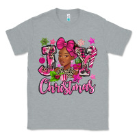 Heather Grey pink christmas joy black woman Classic Tee - MaliasSmallBusiness