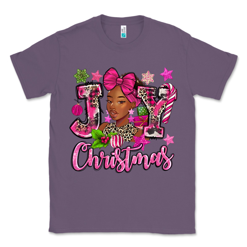 Pink Christmas Joy Black Woman Classic Tee by MaliasSmallBusiness | Teevron