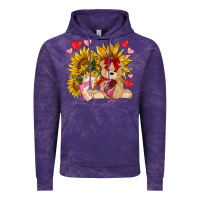 Cloud Purple valentines day sunflowers with bear hjf Vintage Hoodie - NancyCooperArtShop
