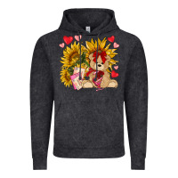 Vintage Black valentines day sunflowers with bear hjf Vintage Hoodie - NancyCooperArtShop