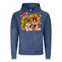 Vintage Denim valentines day sunflowers with bear hjf Vintage Hoodie - NancyCooperArtShop
