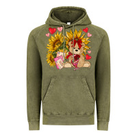 Vintage Olive valentines day sunflowers with bear hjf Vintage Hoodie - NancyCooperArtShop