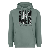 Sage Summer Vibes Black White Cowhide Heavyweight Hoodie - CowCowDesign