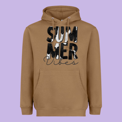 Summer Vibes Black White Cowhide Heavyweight Hoodie Designed By Cowcowdesign