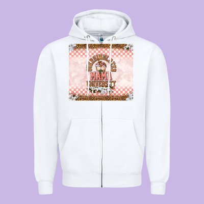 Oversimulated Mama University Zipper Hoodie Designed By Tumblerdesignbyshophia