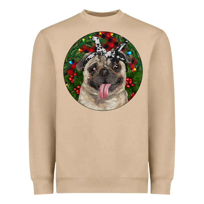 Christmas Pug With Buffalo Plaid Heavyweight Sweatshirt by RanaPortraitStore | Teevron