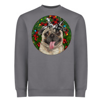 Storm Christmas Pug With Buffalo Plaid Heavyweight Sweatshirt - RanaPortraitStore